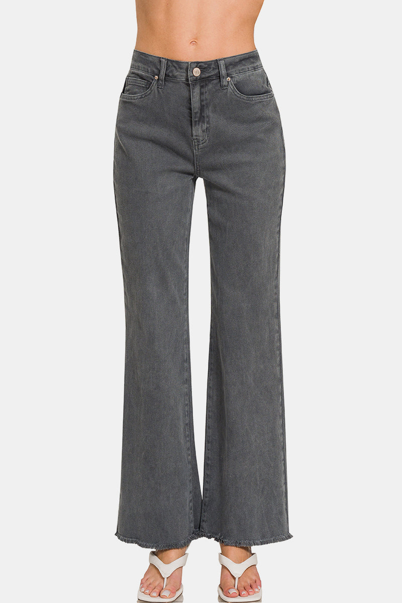 Zenana Acid Washed Bootcut Jeans