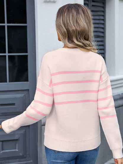 Angel Wings Striped Round Sweater